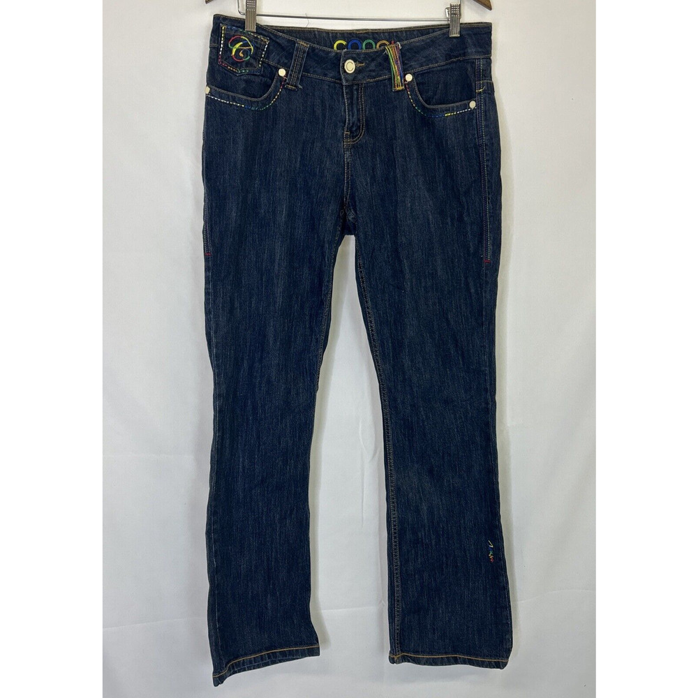 Coogi Jeans Womens 14 Blue Denim Colorful Embroidery Hip Hop Streetwear Y2K FS